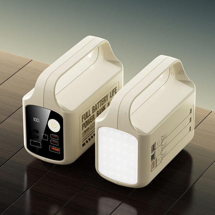 Portable power bank with integrated LED lighting and high capacity Bowlift