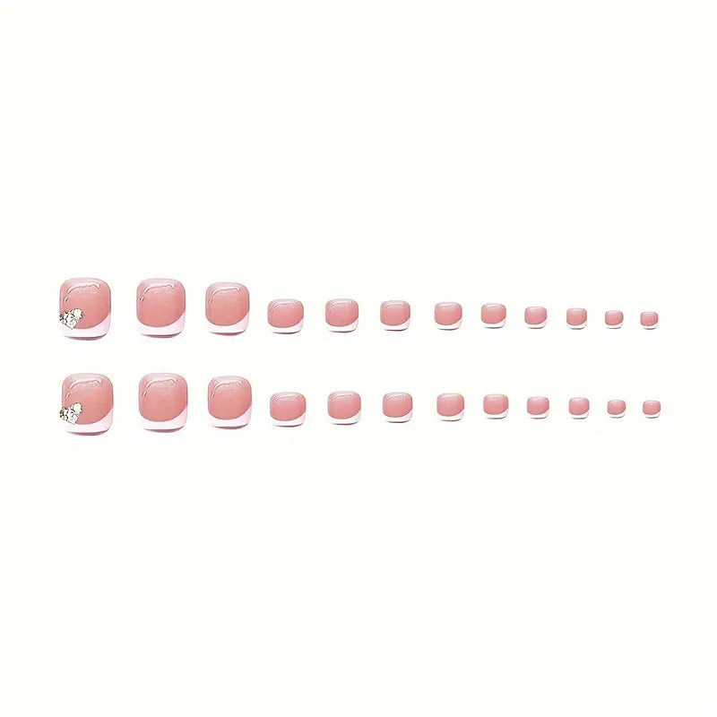Stylish Press-On Nail Art Set with Rhinestone Accents Bowlift