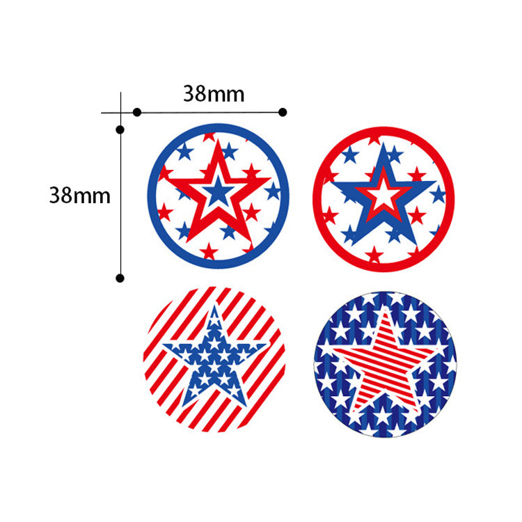 Unisex nan rundes self-adhesive motif sticker set patriotic star pattern weatherproof multiple design Bowlift