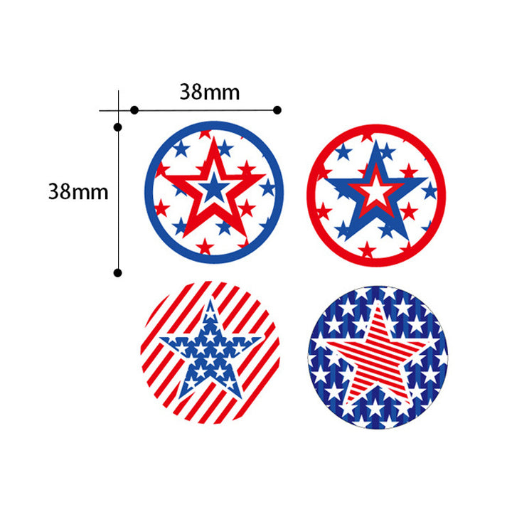 Unisex nan rundes self-adhesive motif sticker set patriotic star pattern weatherproof multiple design Bowlift