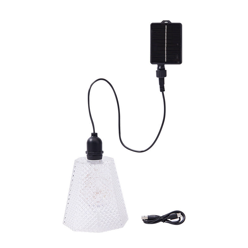 Crystal-Pattern Solar Pendant Light USB Rechargeable LED Bowlift
