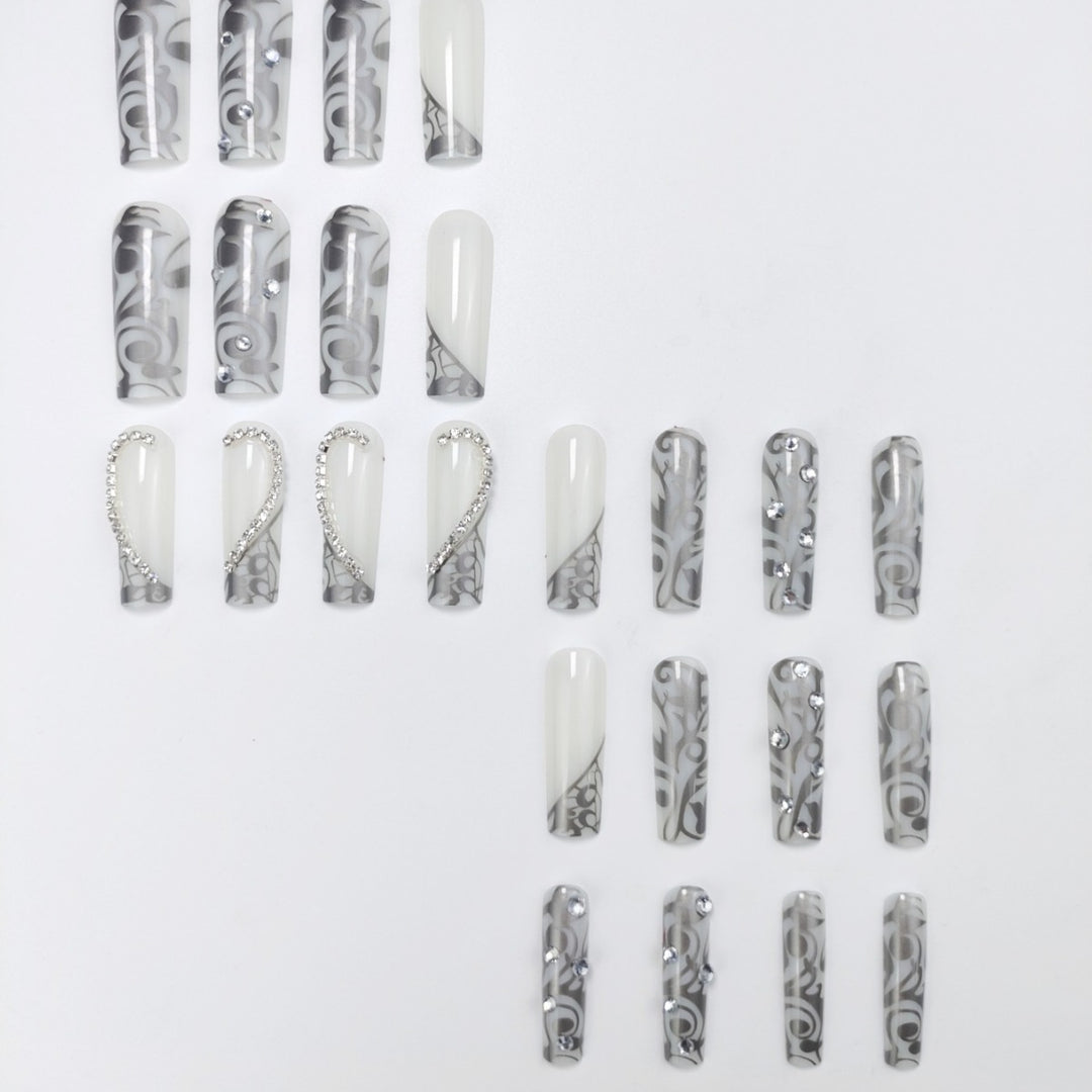 Glamorous 3D Floral Design Press-On Nails Bowlift