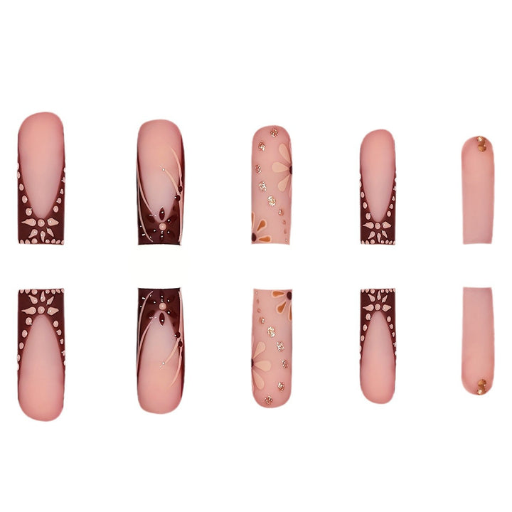 Detailed Floral Art Press-On Nails Bowlift