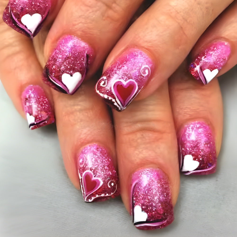 Heart-Themed Glitter Nail Art Set Bowlift