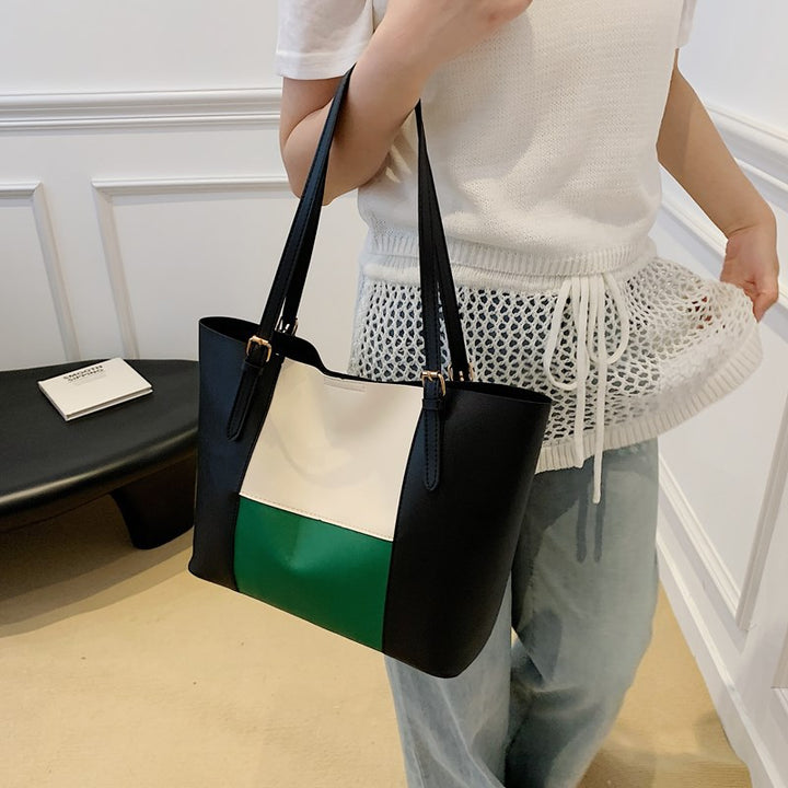 Versatile Color Block Tote Bag Bowlift