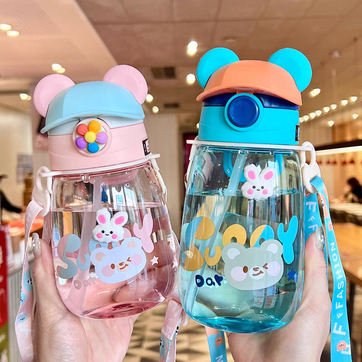 Women Playful Children's Drinking Bottle with Integrated Straw Bowlift
