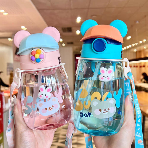 Women Playful Children's Drinking Bottle with Integrated Straw Bowlift