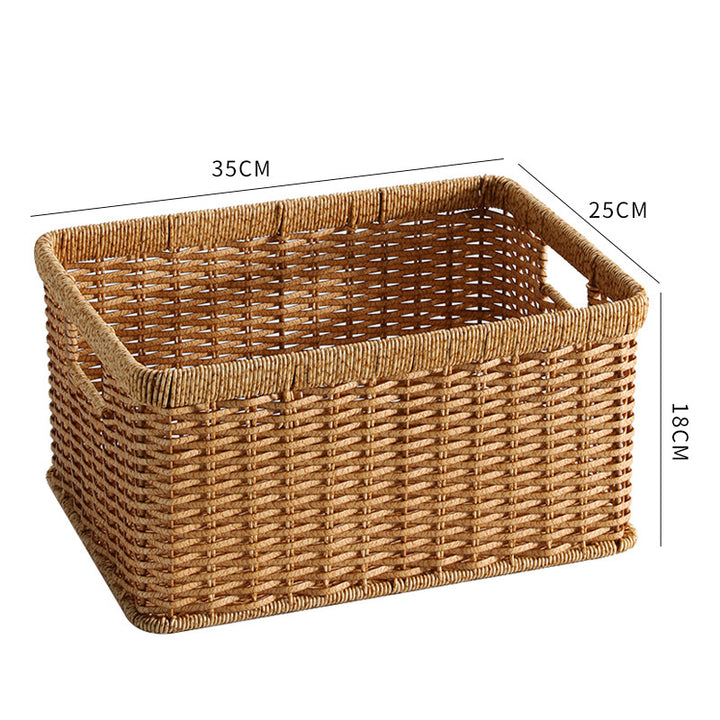 Handwoven Storage Basket with Cutout Handles Bowlift