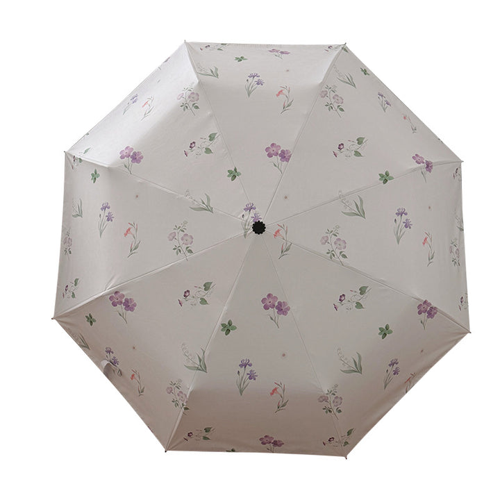 Ladies Folding Umbrella with Elegant Flower Design Bowlift