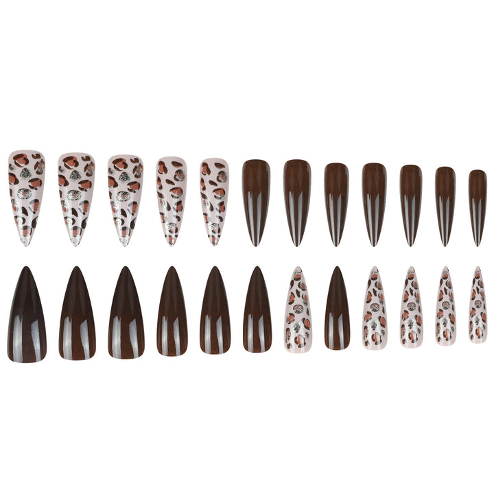 Stiletto Press-On Nail Set with Leopard Accent Design Bowlift