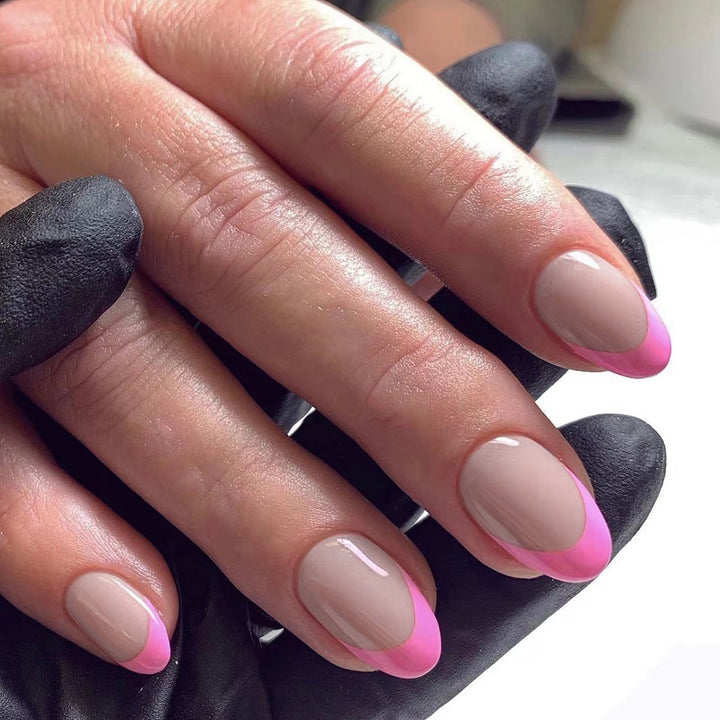 Artistic Nail Art with Gloss Finish and Elegant French Tip Bowlift