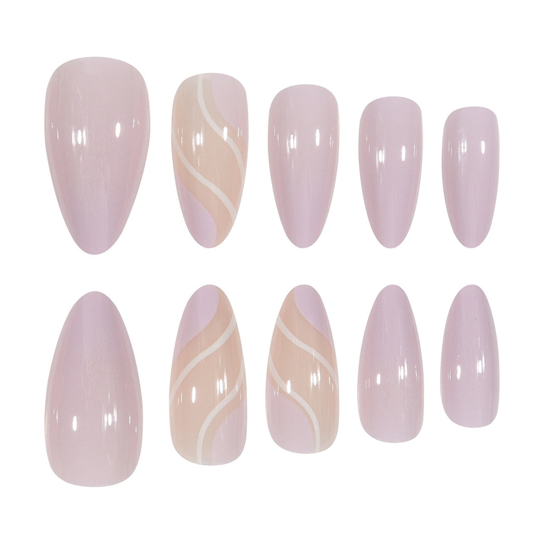 Elegant Stiletto Press-On Nails with Artistic Swirl Design Bowlift