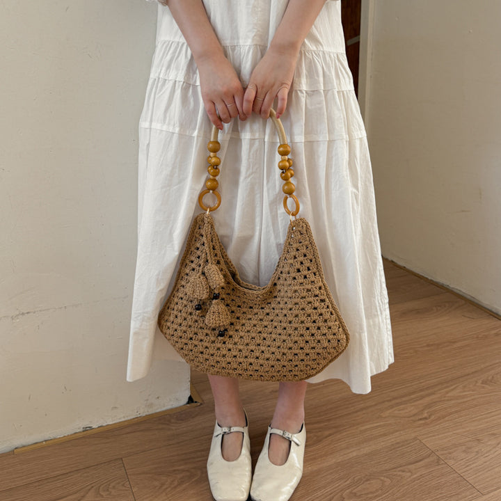 Handmade crochet bag with colorful tassels Bowlift