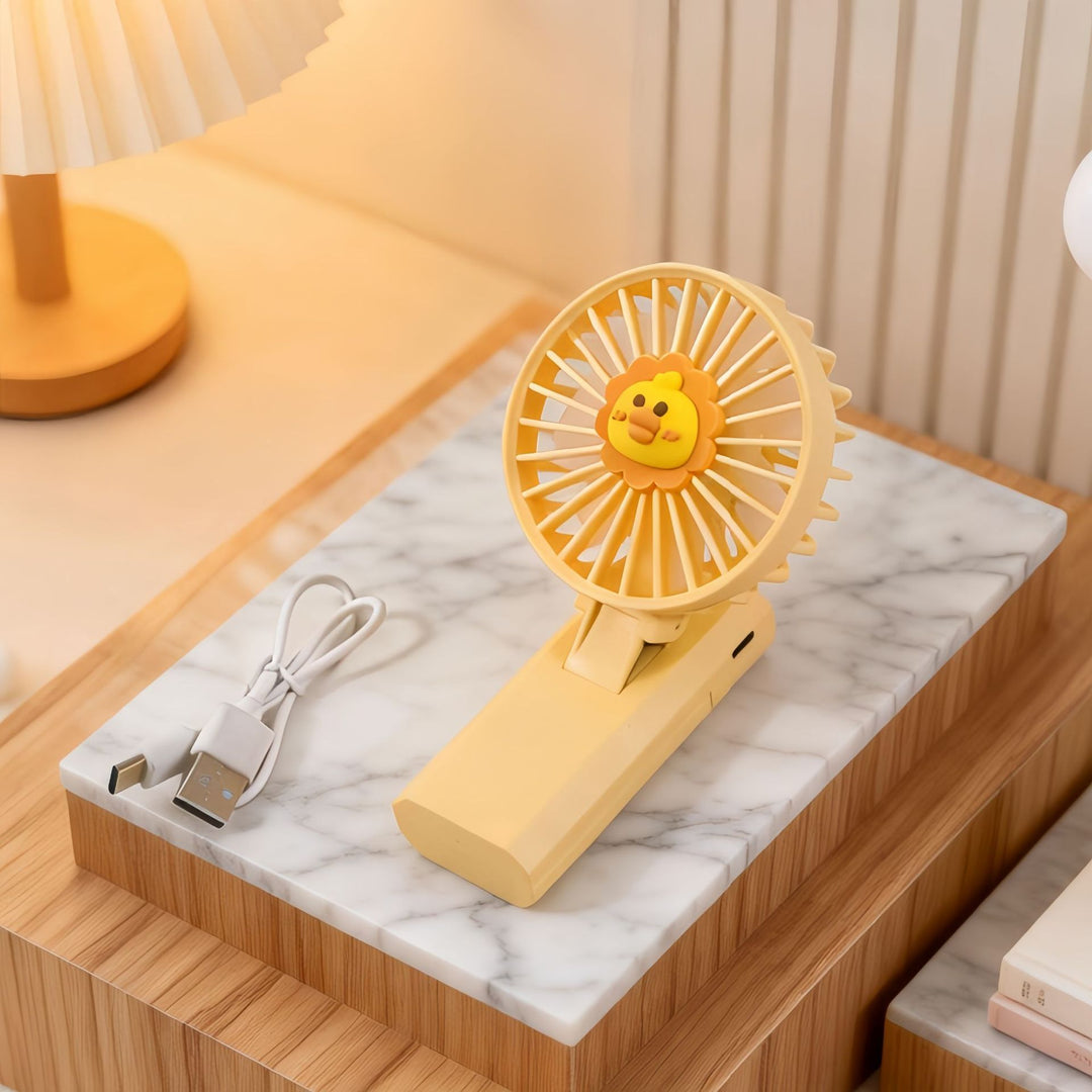 Portable ladies hand fan in cute lion design Bowlift
