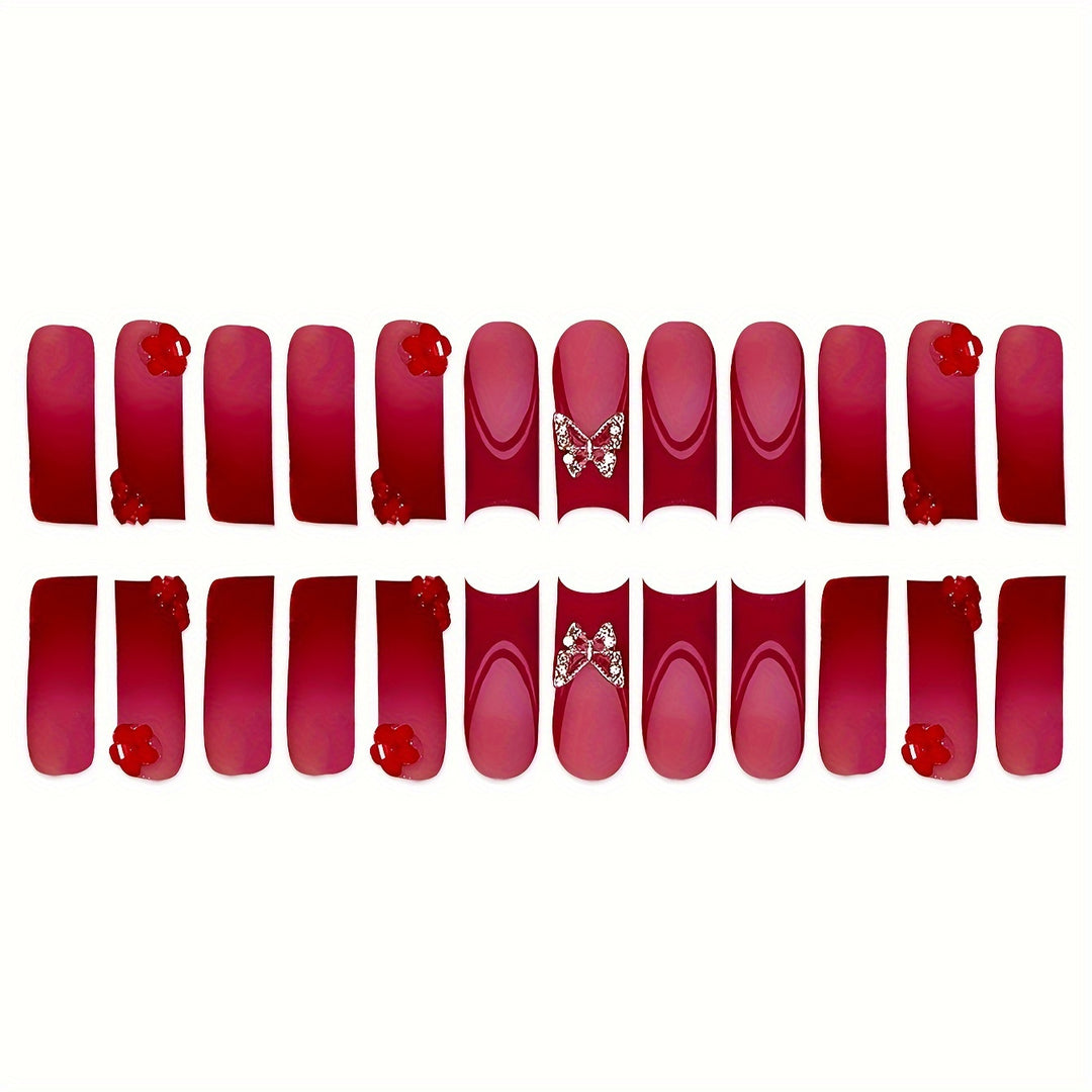 Decorative Press-On Nail Set Bowlift