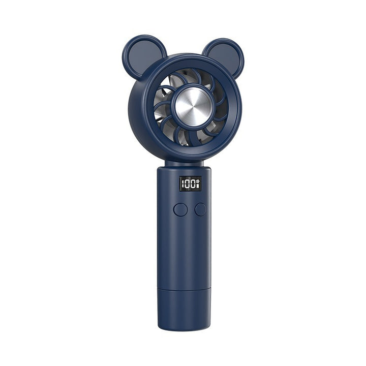 Unisex Portable Hand Fan in Cute Bear Design with Digital Display Bowlift