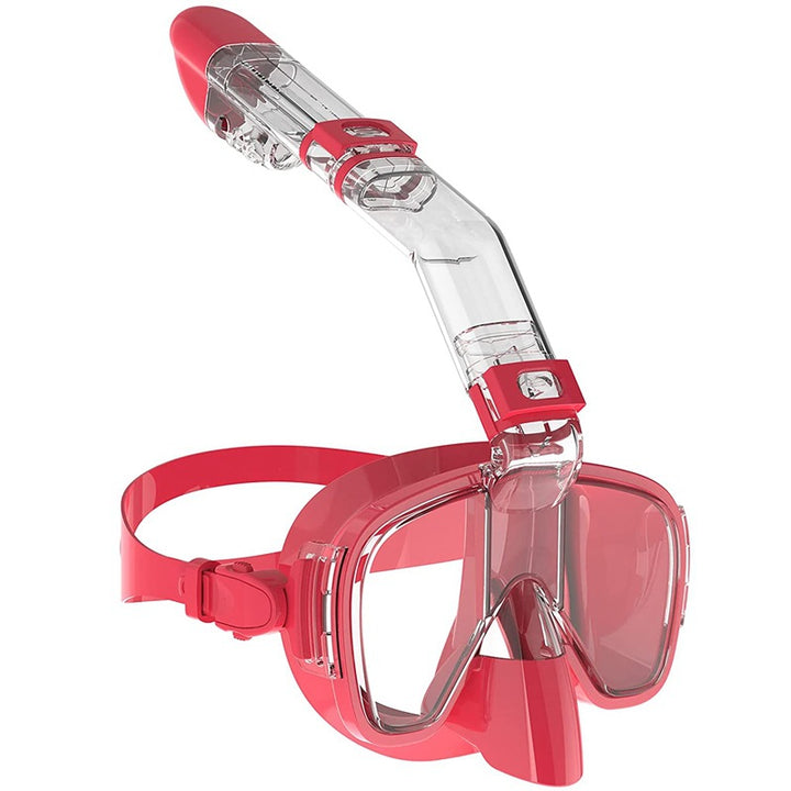 Diving mask with visibility protection and flexible snorkel Bowlift