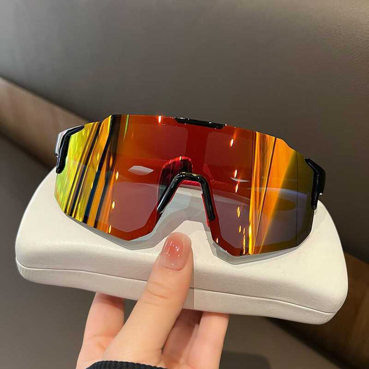 High-Performance Wraparound Cycling Sunglasses with Mirrored Polarized Shield Bowlift