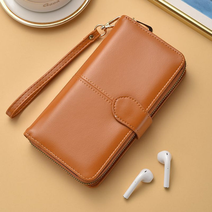 Slim Double-Zippered Wallet with Wrist Strap Bowlift
