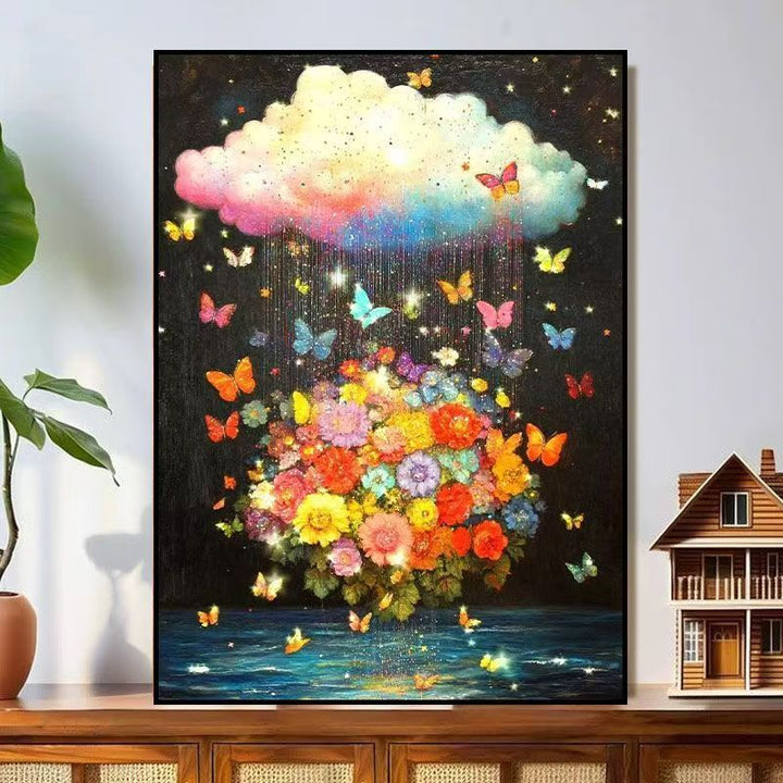 Abstract Butterfly Floral Canvas Artwork Bowlift