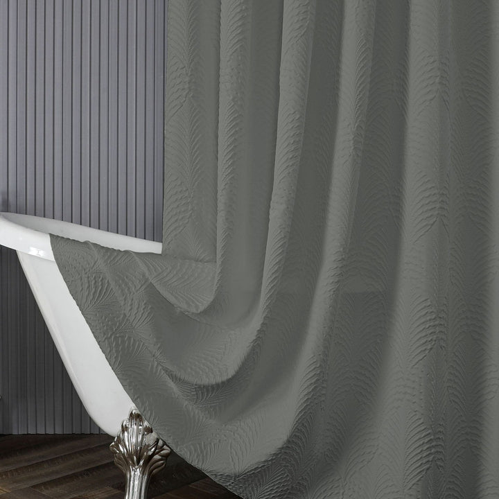 Textured Leaf Motif Shower Curtain Bowlift