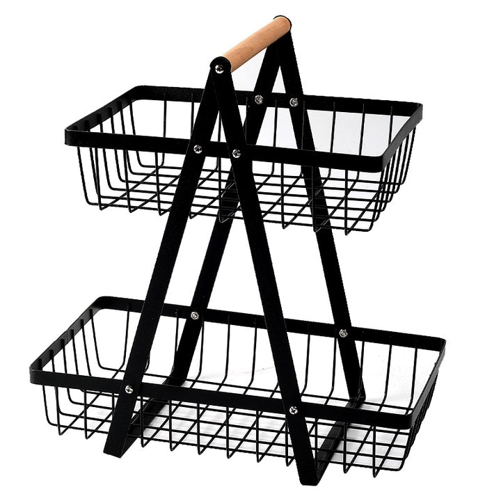 Sturdy Two-Tier Metal Storage Basket Bowlift