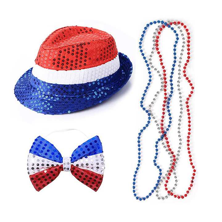Independence Day metallic parade-style bead necklace set with breakaway clasp Bowlift
