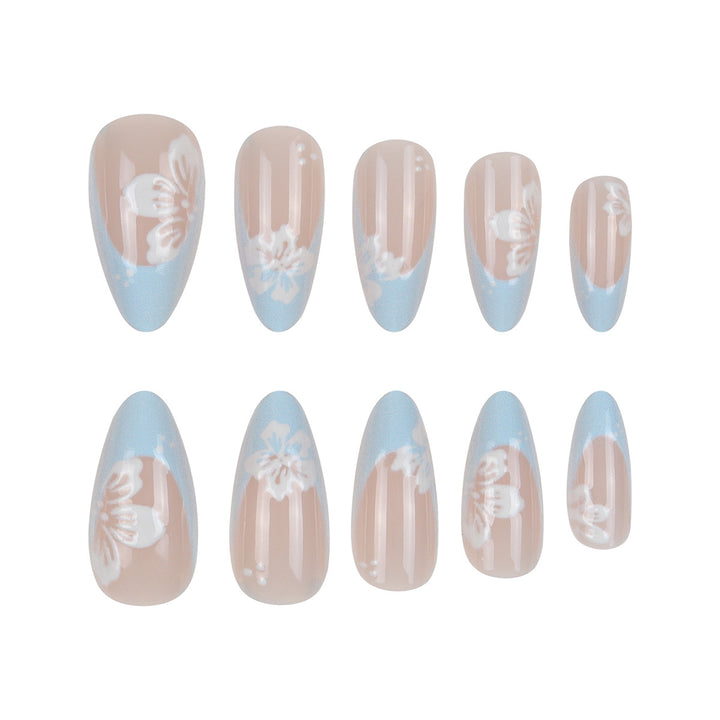Elegant Floral-Design Stiletto Press-On Nails Bowlift