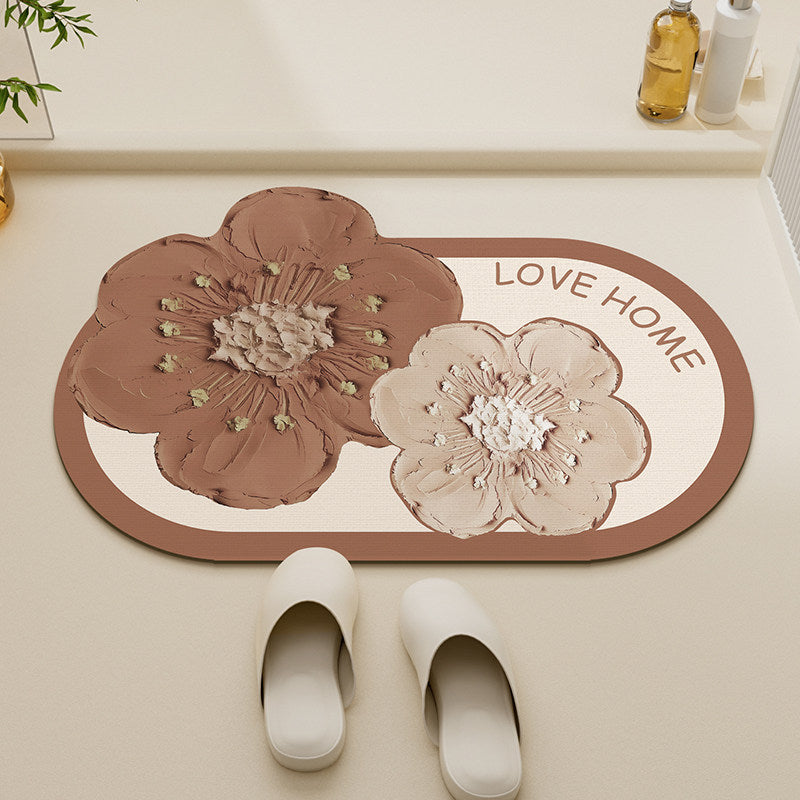 Floral-Themed Non-Slip Bath Mat