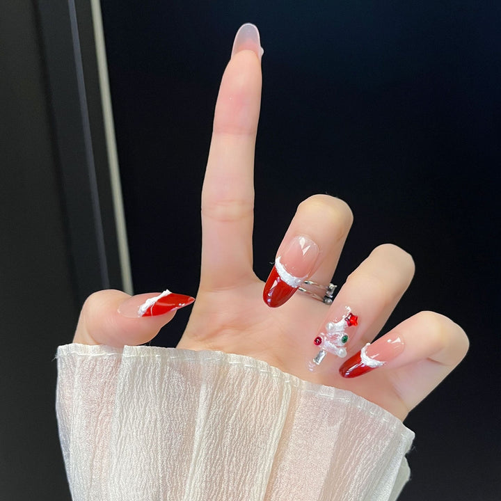 Holiday-Themed Press-On Nail Art Bowlift
