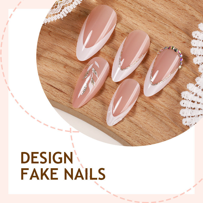 Artificial nail set with elegant tips and glitter accents Bowlift