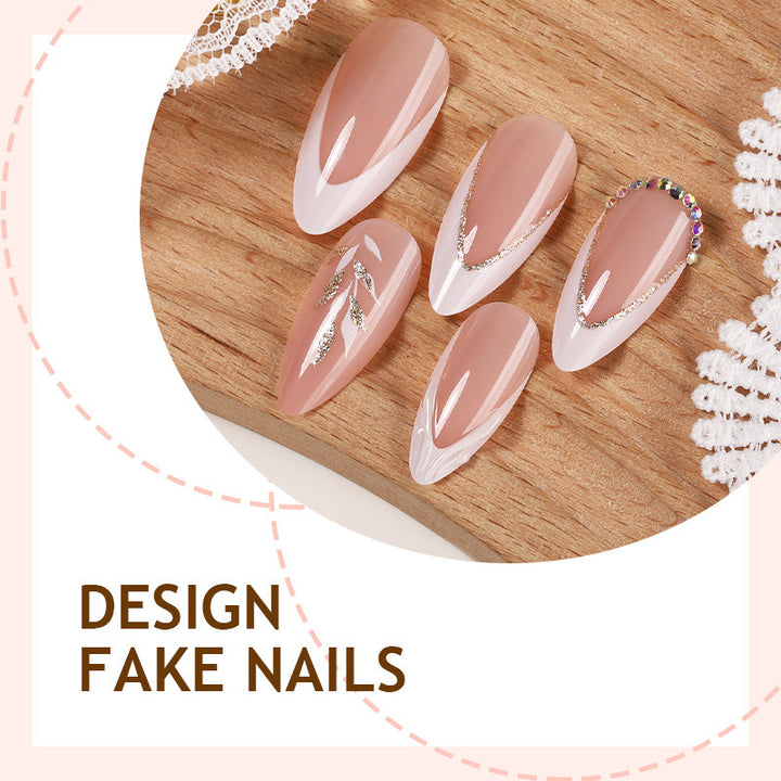 Artificial nail set with elegant tips and glitter accents Bowlift