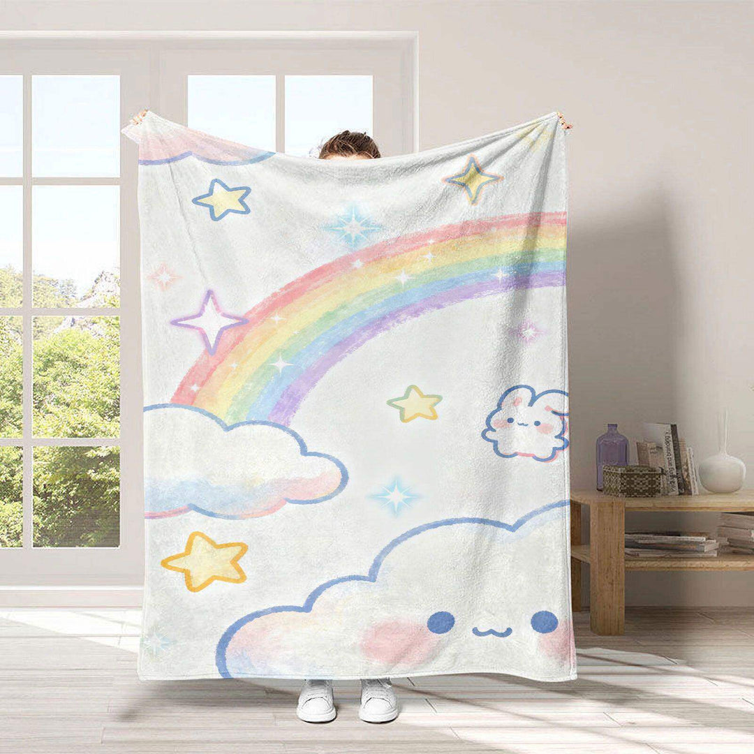 Cozy Rainbow-Themed Fleece Throw Blanket