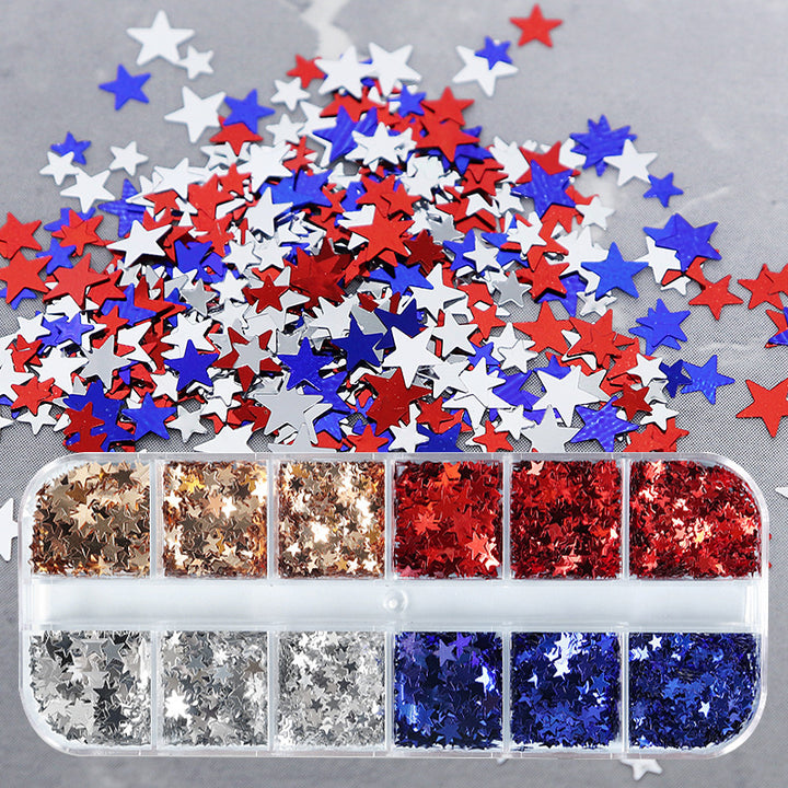 Women's nan star-shaped nail art glitter sequin mix kit for gel and acrylic application Bowlift