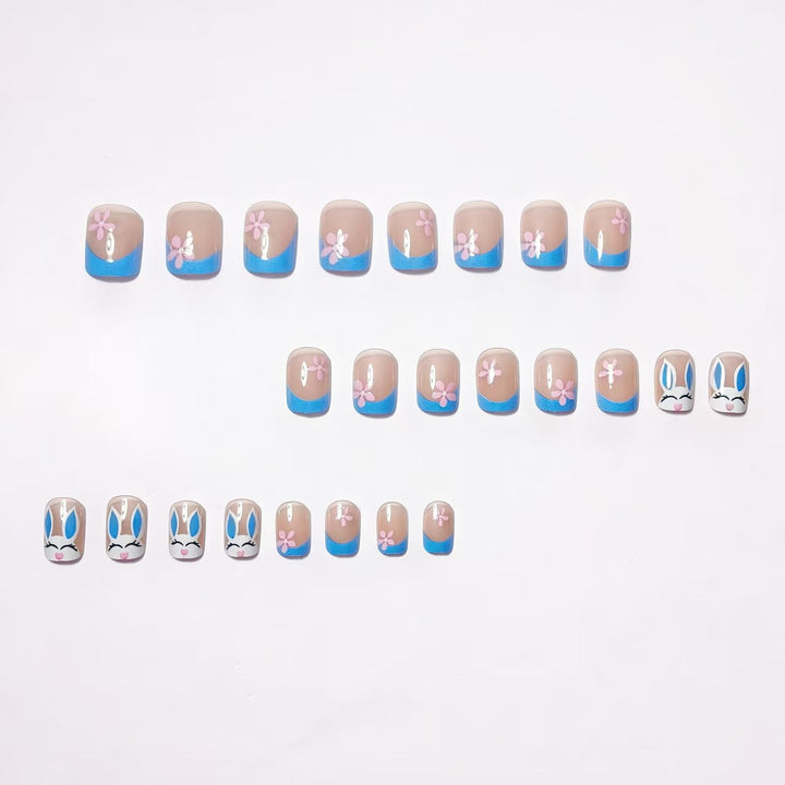 Creative nail art with cheerful bunny and flower pattern Bowlift