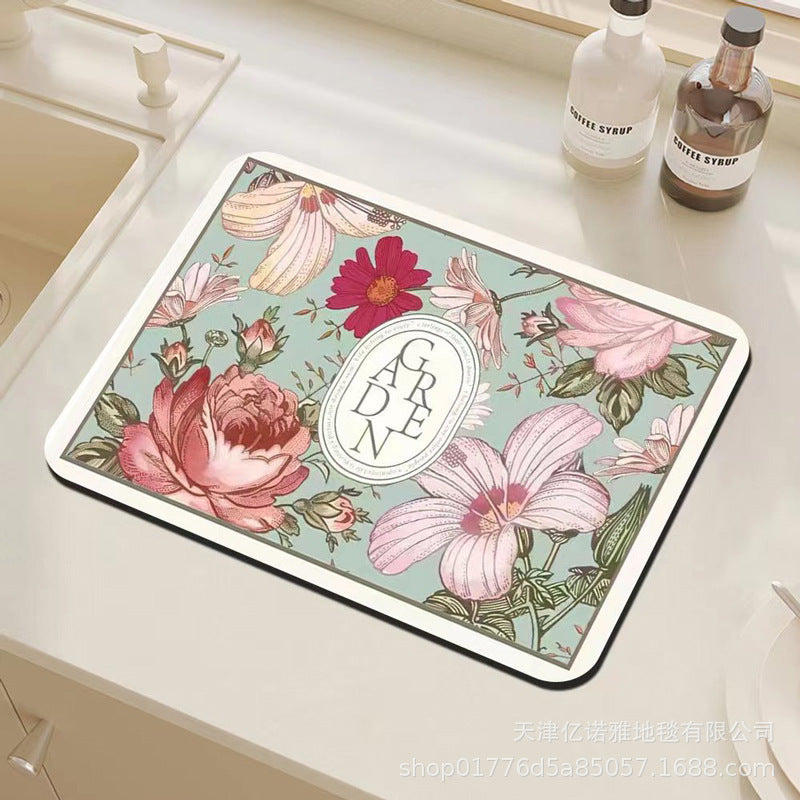 Floral Decorative Kitchen Mat Bowlift