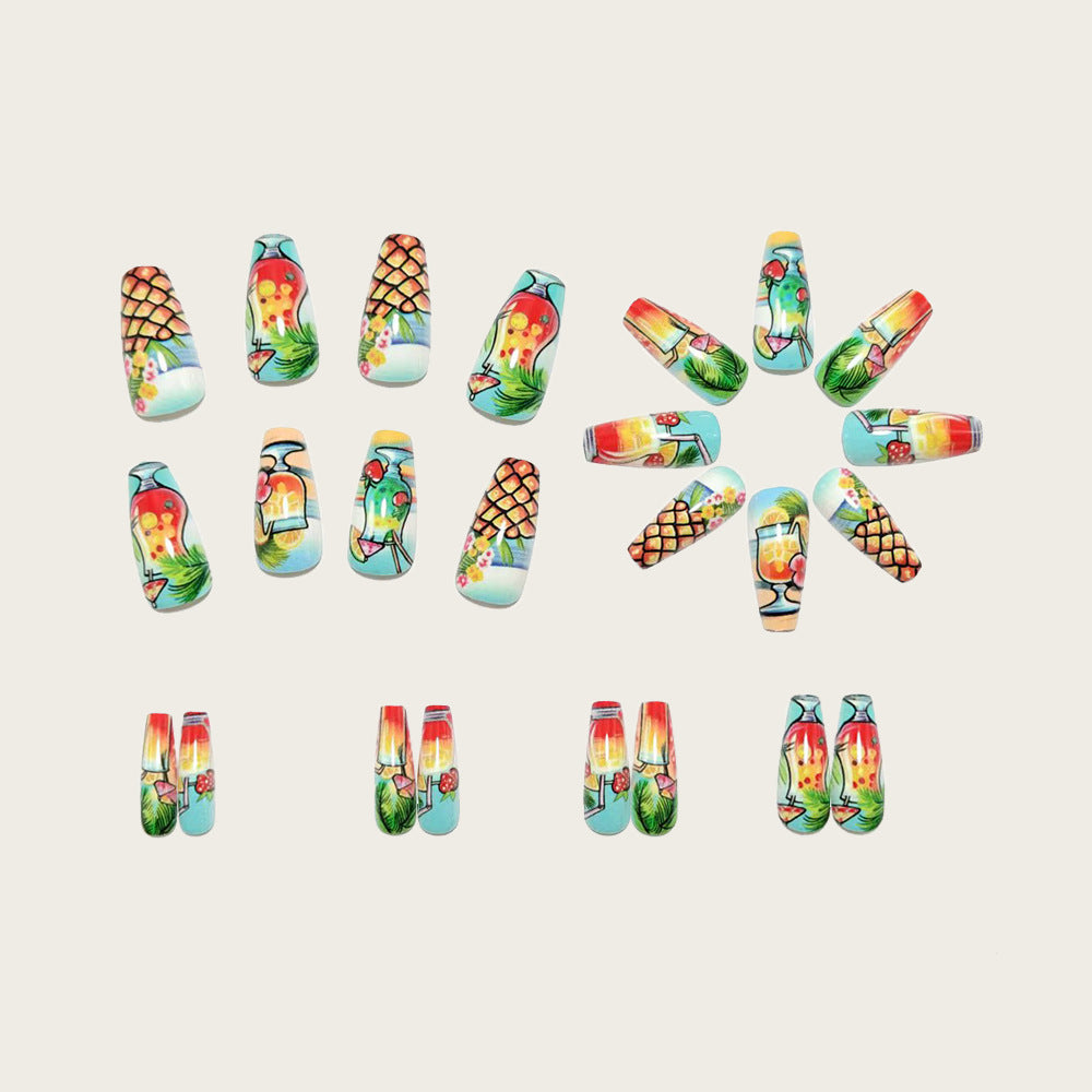 Artificial nails with fruity cocktail design Bowlift