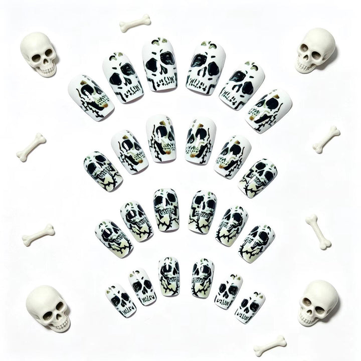 Artistic Skull-Themed Nail Art Bowlift