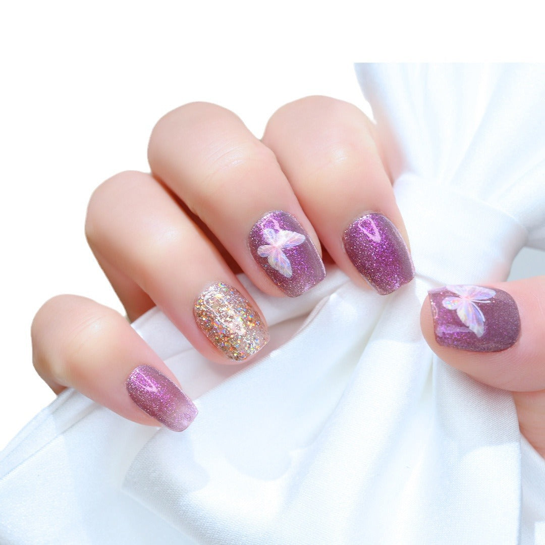 Glitter Butterfly Press-On Nail Set Bowlift