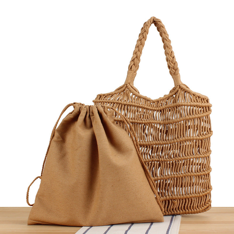 Braided tote bag with inner pouch Bowlift