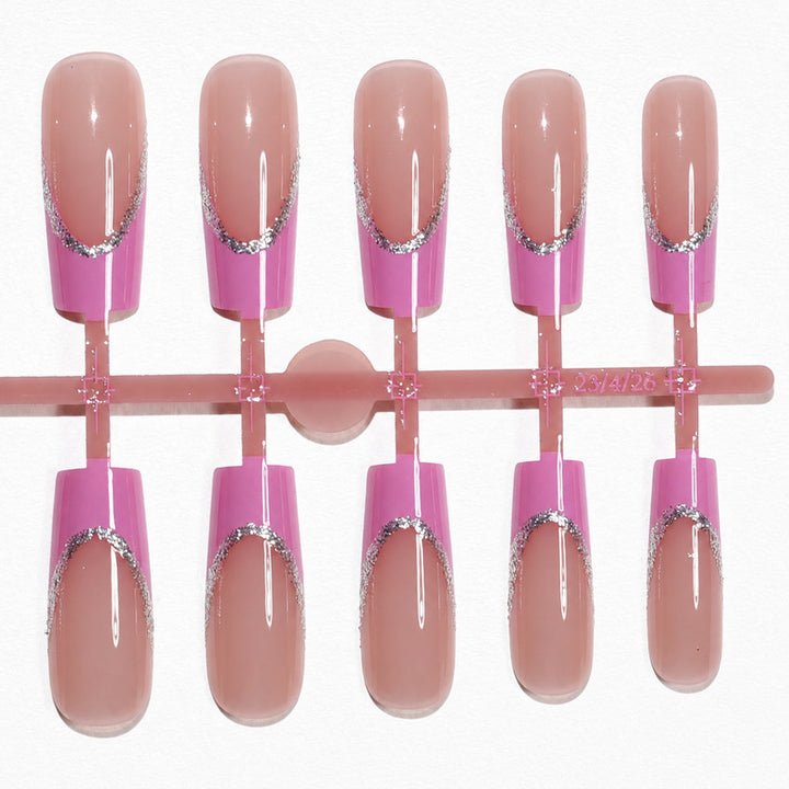 Premium Artificial Nail Set with Elegant Decoration Bowlift