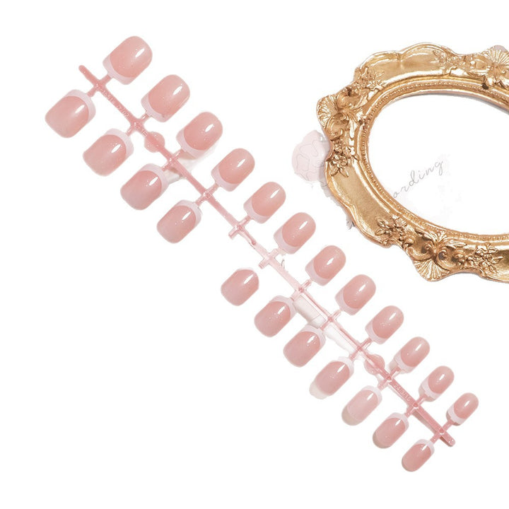 Glossy French Tip Press-On Nails Set Bowlift