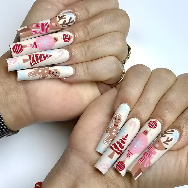Festive Gingerbread-Themed Press-On Nails Bowlift