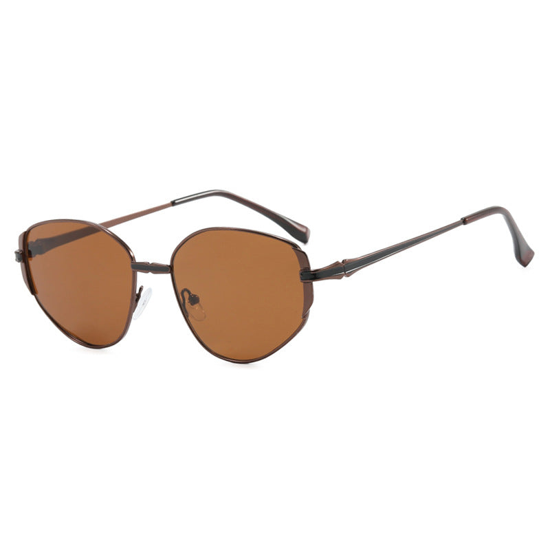 Women modern geometric sunglasses with stylish metal frame Bowlift