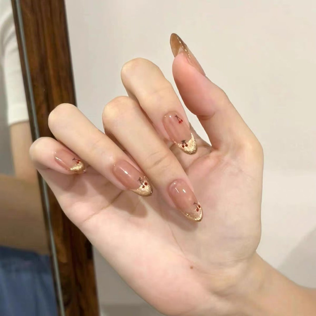 Premium Cherry Blossom Press-On Nail Set Bowlift