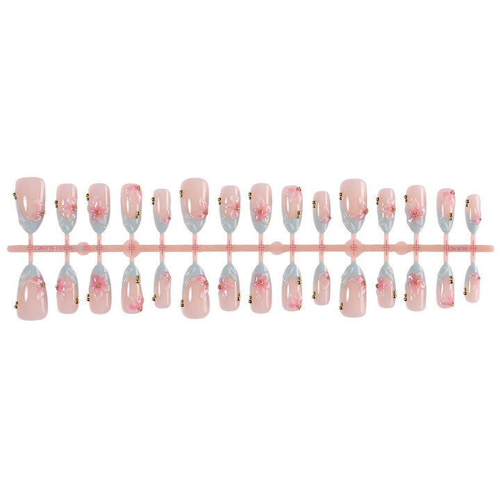 Premium Floral Press-On Nail Set Bowlift