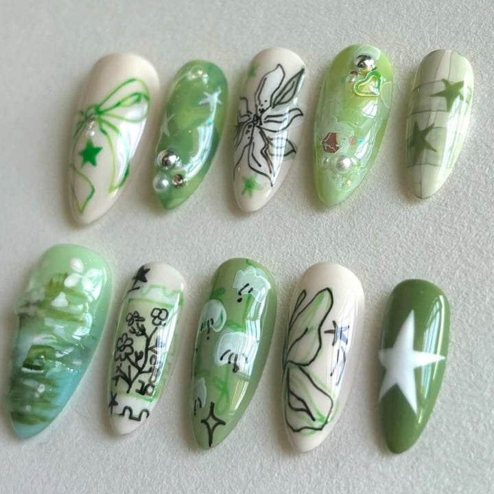 Artistic Botanical Nail Tips Bowlift