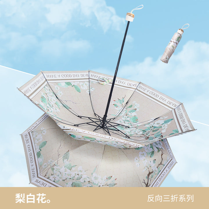 Ladies Foldable Umbrella with Reversed Design Bowlift