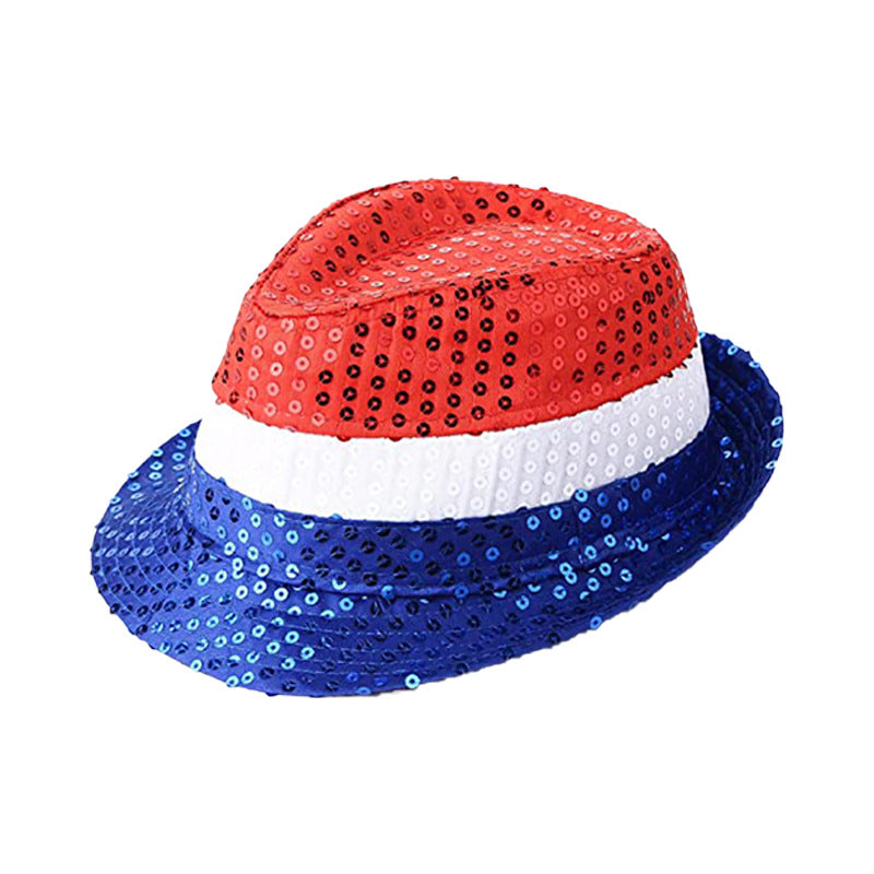 Women's Independence Day sequin flag-inspired hair bow clip with alligator clasp and rhinestone center Bowlift