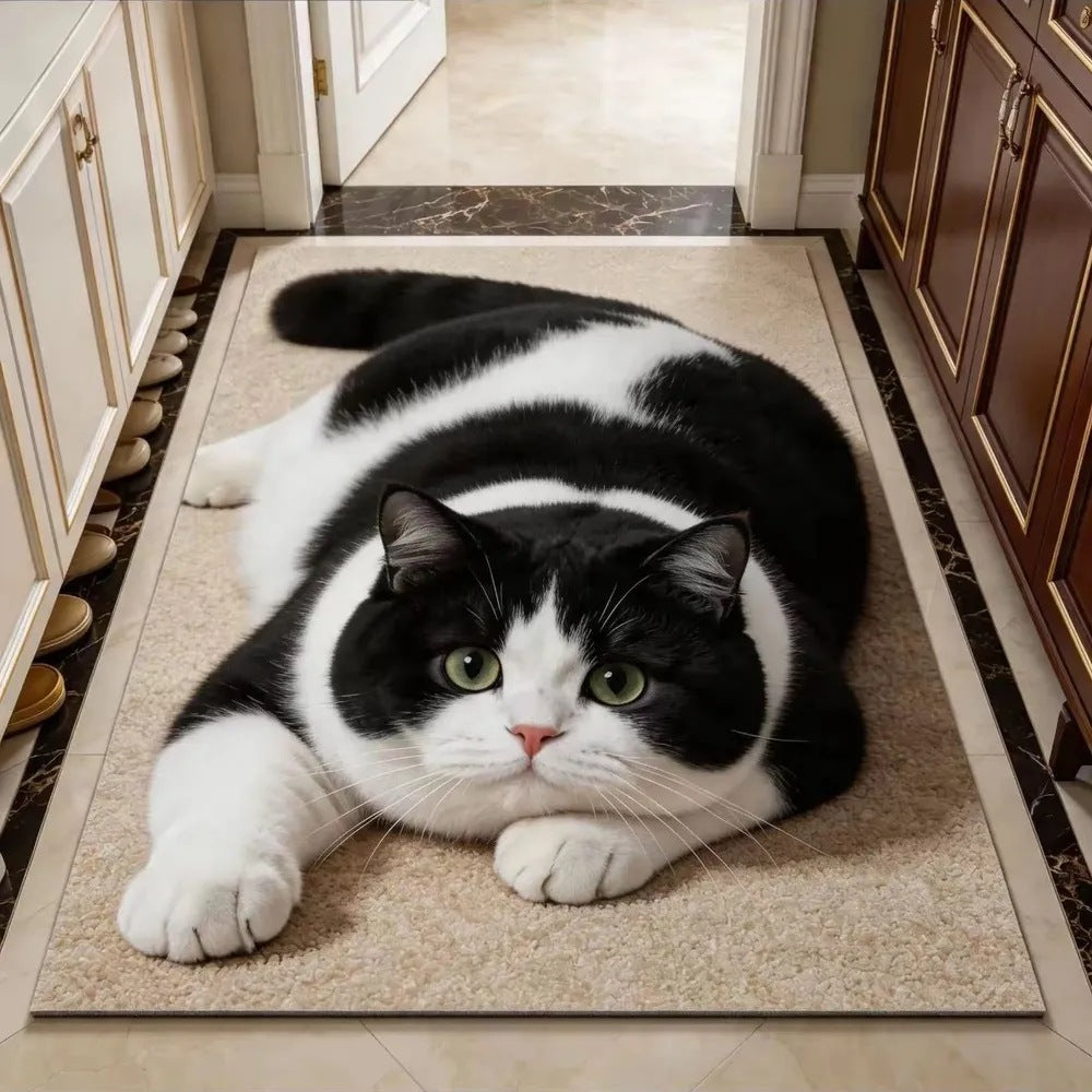 Plush Cat-Themed Area Mat